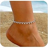 18K Gold Plated Ankle Bracelets for Women Dainty Star Coin Teardrop Square Tassel Anklets Cute Dangle Foot Chain Stainless Steel Beach Foot Jewelry