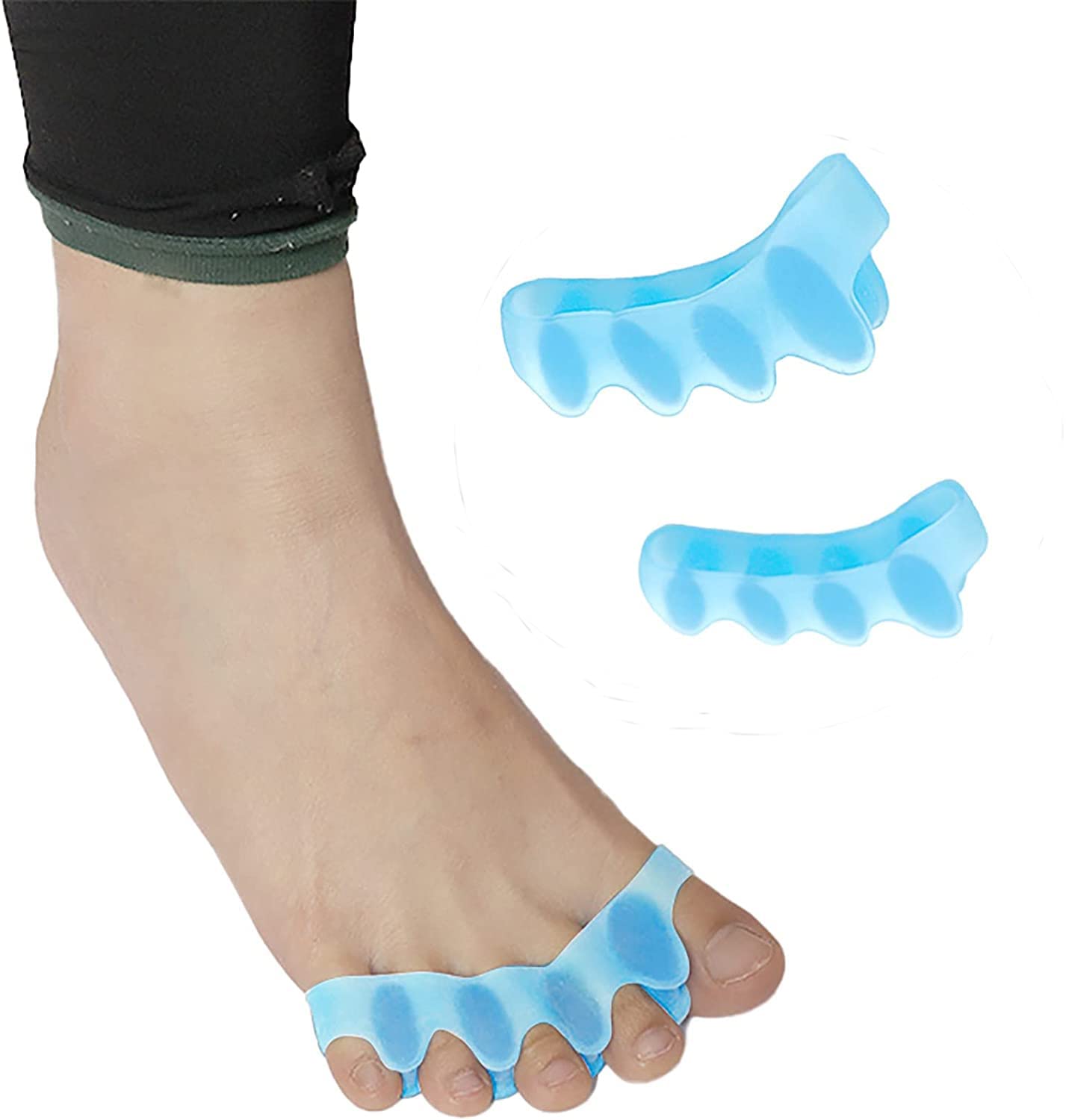 Photo 1 of 3 Pairs Kid Gel Toe Separator for Children (3-6 Years Old),Silicone Bunion Corrector for Kids Toe Straightener Foot Stretcher Big Toe spacers Toe spreaders(6 pcs), Blue