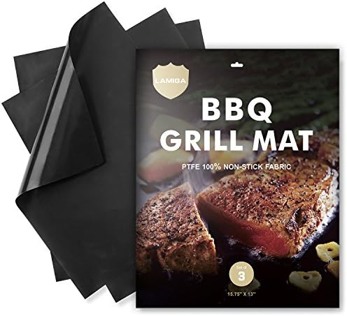 BBQ Grill Mat &amp; Baking Mats - 100% Non-stick, Reusable, Easy to Clean - Set of 3