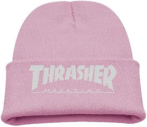 SOPHIAFUCH Kids Toddler Thrasher Magazine Logo Winter/Autumn Knit Beanies Cap Customized Skullies Caps Black One Size Fits Most