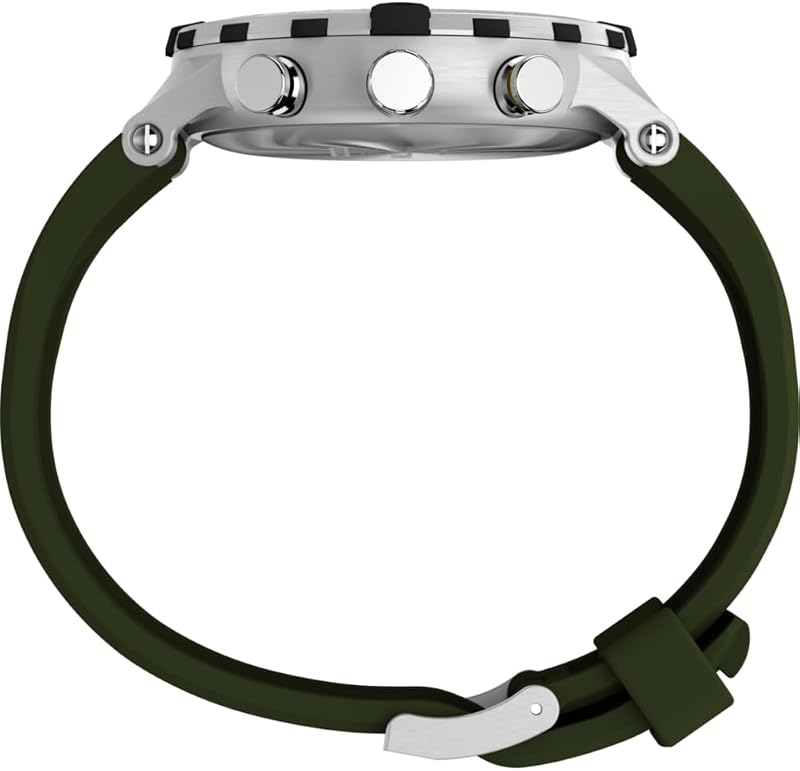 Expedition TW2Y14400 - Relógio de quartzo para homens, bracelete de silicone verde com mostrador verde e caixa em aço inoxidável, 45 mm, para homens