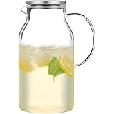 Karafu 95 Ounces/2.8 Liter Glass Pitcher with Lid, Wide Mouth Heat Resistant Water Jug for Hot/Cold Water, Ice tea and Juice Beverage