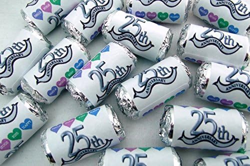 cleverlittlegifts 25th silver wedding anniversary mini love heart sweets (pack of 16, Silver)