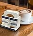 Puzzled White and Blue Stripes Wooden Nautical Coasters - Tabletop Wooden Coastal Decor for Home, Kitchen, Bar, Beach Themed Gifts Square Coasters Set of 4, Handmade Drink Coasters with Holder