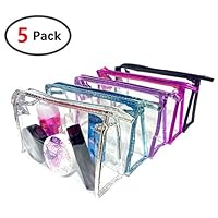 Transparent Waterproof Cosmetic Bag,PVC Vinyl Zippered Wash Bag Vacation, Bathroom and Organizing Bag Travel Set 5 Pcs...