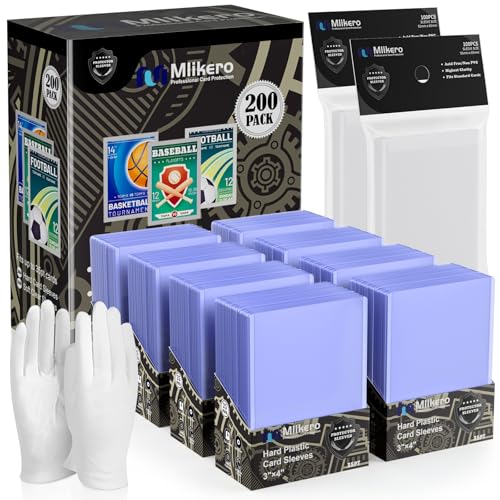 400 Card Sleeves Top Loaders for Cards, 3"x4" Hockey Card Protectors Hard Plastic, Trading Card Sleeves Fit for Hockey and Game Cards (200 Toploaders + 200 Soft Sleeves)