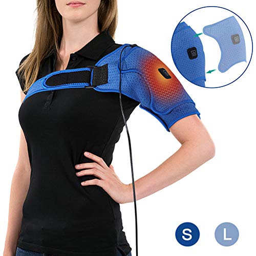 Heated Shoulder Support Brace, Shoulder Heating Pad for Rotator Cuff, Arm Wrap Brace USB Electric, Frozen AC Joint, Dislocation Sprains, Bursitis and tendonitis Muscles Pain Relief, Unisex (Best Shoulder Brace To Prevent Dislocation)