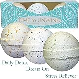 BATH BOMB GIFT SET: 3 Giant (Baseball Size) Lush Aromatherapy Bath Bombs For Men & Women - UK Made - 100% Pure Essential Oils - Relieves Stress And Tension