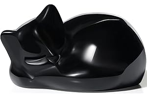 YATOJUZI 2" Cat Decors Statue Black Obsidian Crystals Sleeping Cats Polished Gemstone Hand-Carved Cute Animal Statues Figurine Home Office Desk Decor Lucky Reiki Kitten Ornaments Gifts for Women Men