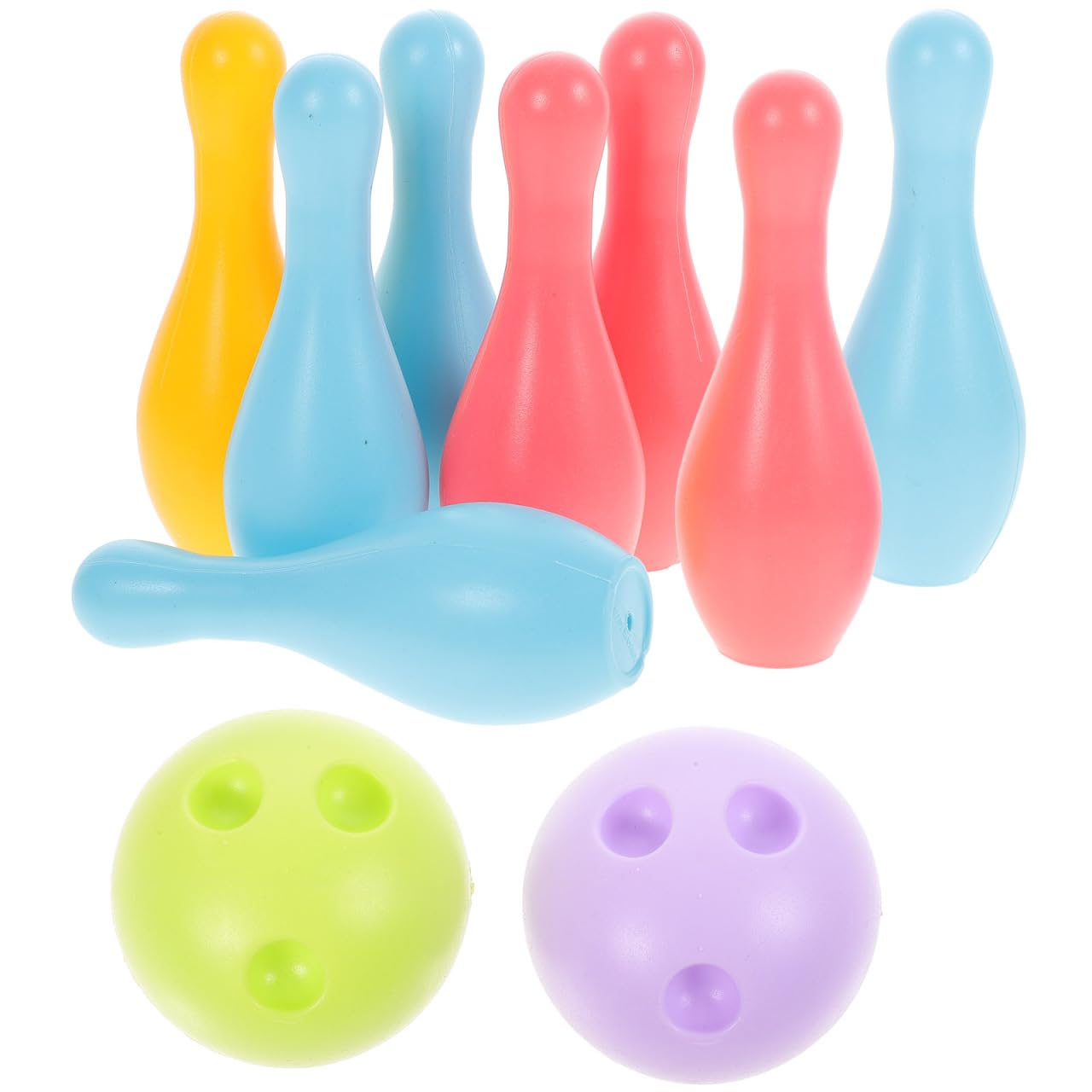 TOYANDONA Bowling Pins Ball Toys and 2 Balls Games Plastic Bowling Set Educational Toy for Kids Toddlers Boys Girls Educational Early Development Indoor Outdoor Random Color