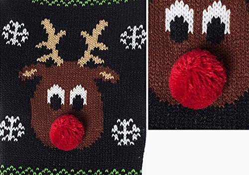 Moolecole Puppy Dog Christmas Knitted Sweater Reindeer Sweatshirt Clothes Pet Winter Knitwear Coat Warm Hoodies Apparel Black L - Thumbnail 5