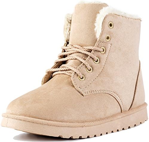 Women's Winter Snow Boots Fur Liners Lace Up Short Basic Ankle Booties