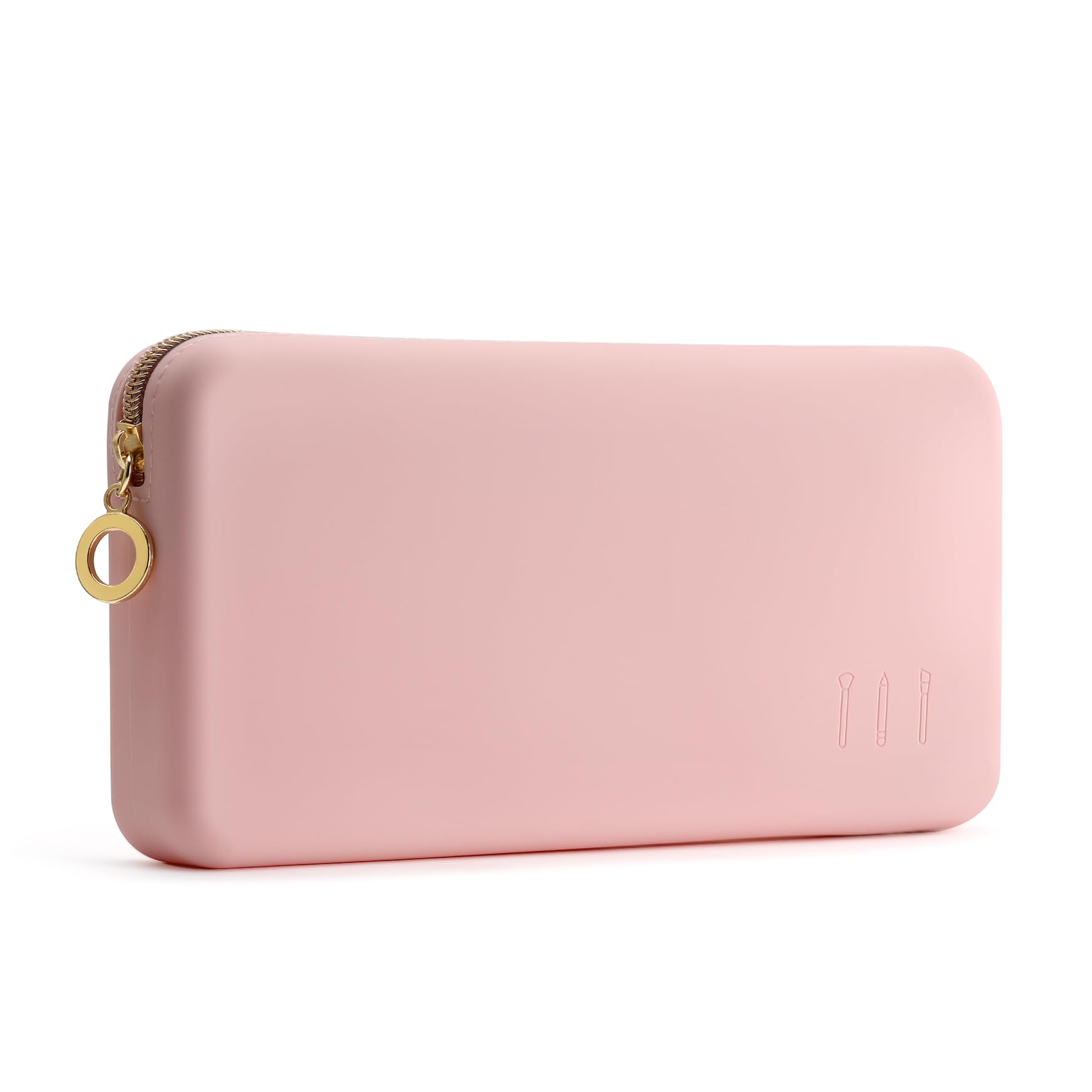 FVION Makeup Bag for Travel, Large Silicone Cosmetic Bag, Make Up Brushes Holder Case, Portable Makeup Organiser for Women Girls (Pink) — image 1