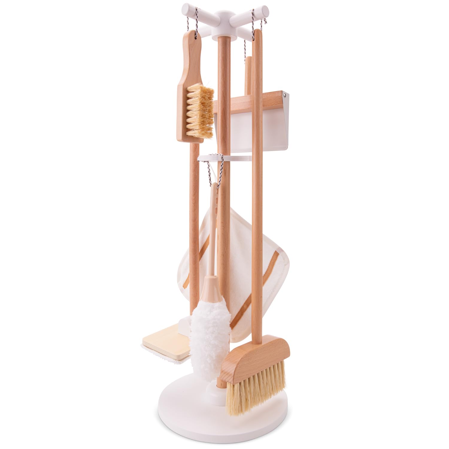 Woet® Wooden Toy Cleaning Playset for Kids - Pretend Play Household Toy - With Broom, Dustpan and Accessories - Age 3 Years+