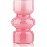 VanEnjoy Pink Glass Hydroponic Vase, Colored Glass vase Flower, Three-Layer 7 inch Cylinder vase for Home Décor, Modern Glass Vase for Home, Office, Wedding