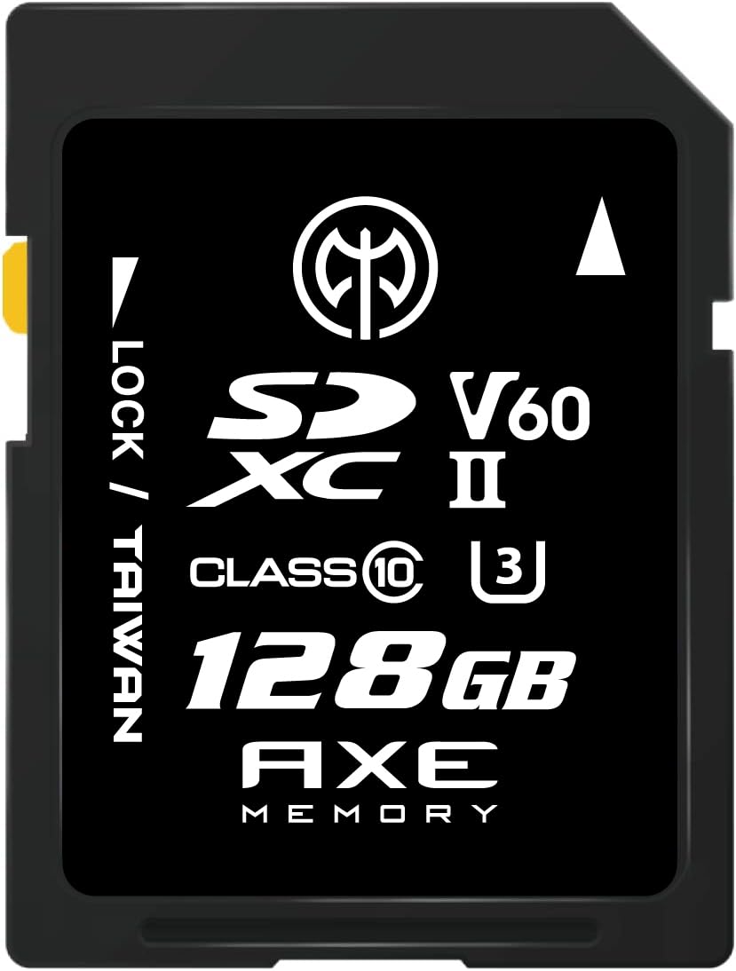 AXE MEMORY SD Card 128GB V60, 245MB/s UHS-II U3 4K