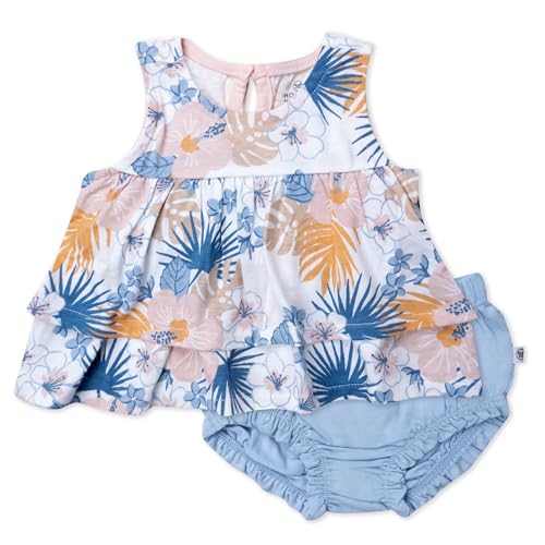 HonestBaby 2-Piece Flutter Tee, Dress with Ruffle Diaper Cover for Baby & Toddl…
