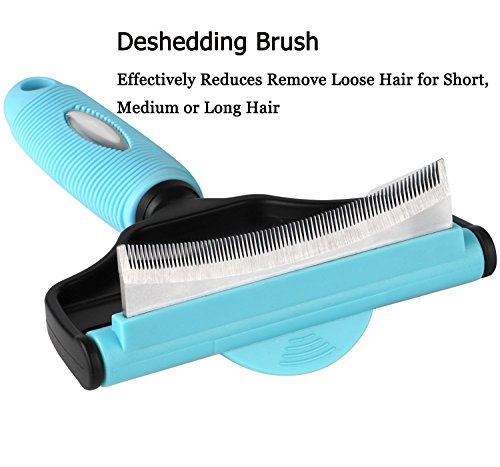 Tentoku DeShedding Brush, 2 in 1 Comb Pet Dog Cat Rabbit Grooming Deshedding Brush Rake U-Shaped Brushes for All Short Long Hair and Fur Types