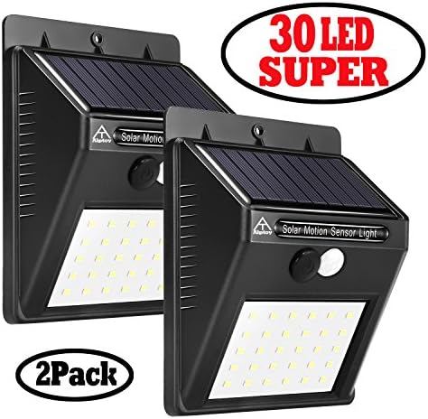Alptoy 30 LED Super Solar Lights Bright Wireless Outdoor Waterproof Solar Powered Motion Sensor Security Wall Lights for Door, Driveway, Garden, Patio, Yard(2 Packs)