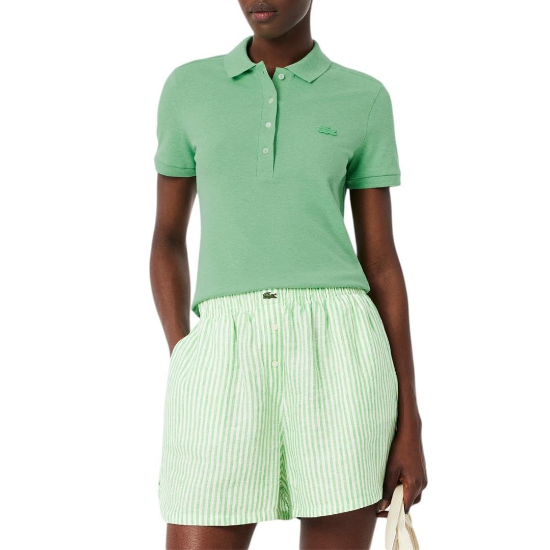 Lacoste Women’s L.12.D Slim Fit Stretch Mini Pique Polo Shirt, Soft Basil, 10