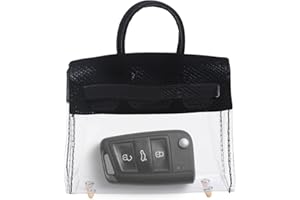 smilfuy Mini Creative Car Key Case, Small Transparent Handbag Key Holder Wallet, Keychain Bag Car Key Fob Case Cute Present for Woman Girl (Black)