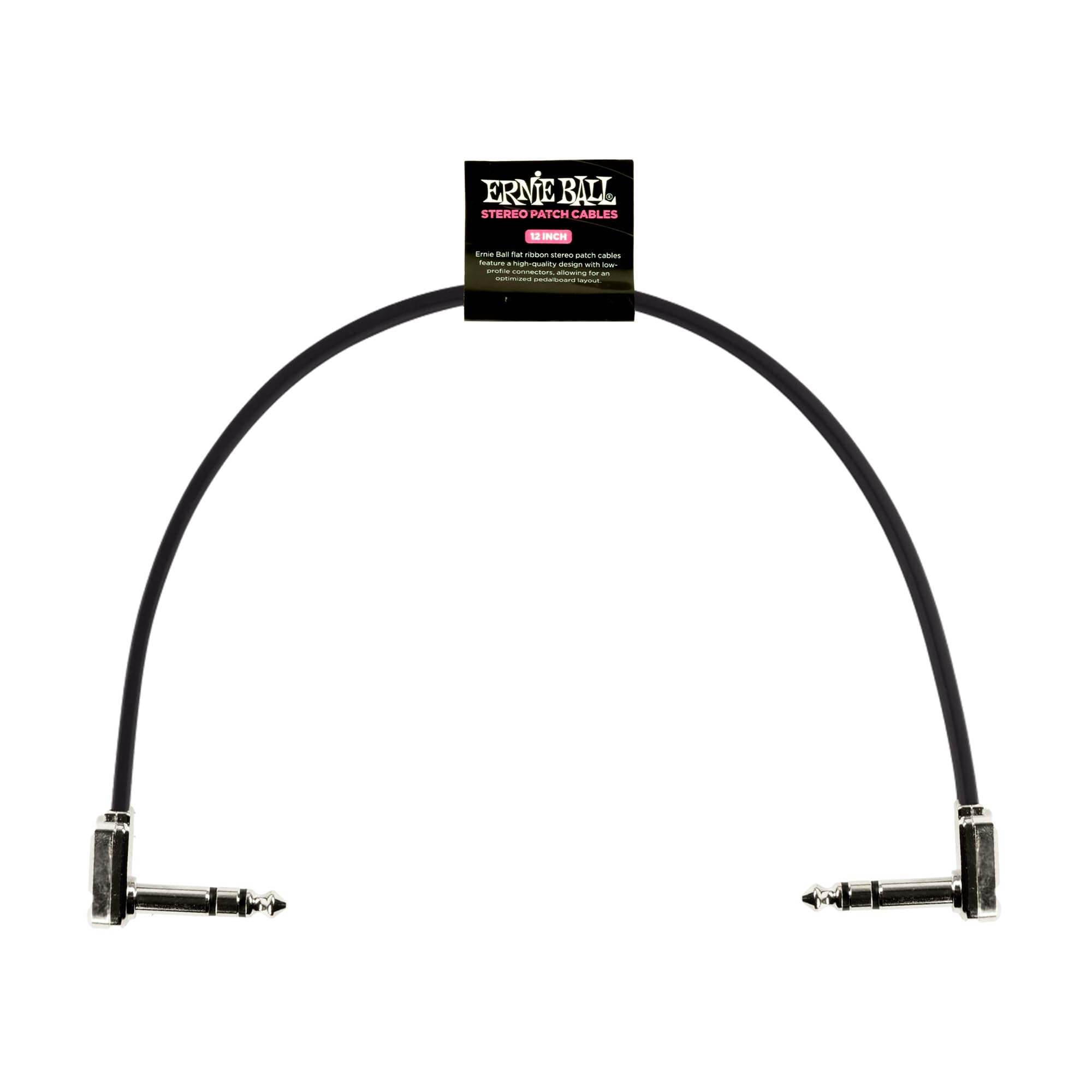 Ernie Ball 12" Single Flat Ribbon Stereo Patch Cable - Black