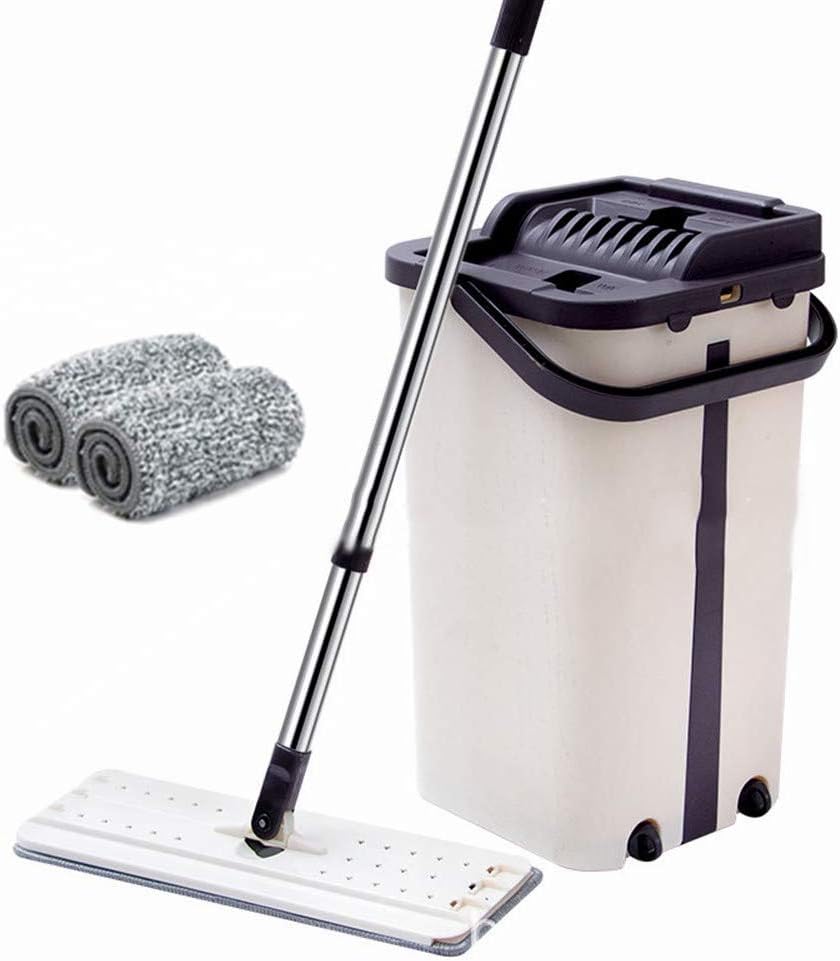 Actume Home Clean Mop and Bucket Combos, Mop Set Flat Mop with 2 Mop Pads, Wash and Dry Mopping System for Most Floors