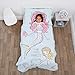 EVERYTHING KIDS Mermaid Aqua, Pink, Yellow 4 Piece Toddler Bed Set - Comforter, Fitted Bottom Sheet, Flat Top Sheet, Standard Size Pillowcase