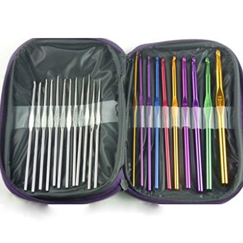 Xigeapg Mixed Aluminum Handle Crochet Hooks Kit Bamboo Knitting Knit Needles Weave Yarn 2 Set 42 PCS with Case - Thumbnail 5