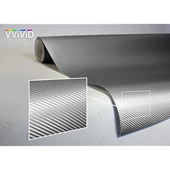 VViViD XPO Sterling Silver 3D Carbon Fiber Vinyl Wrap Roll with Air Release Technology (3ft x 5ft)