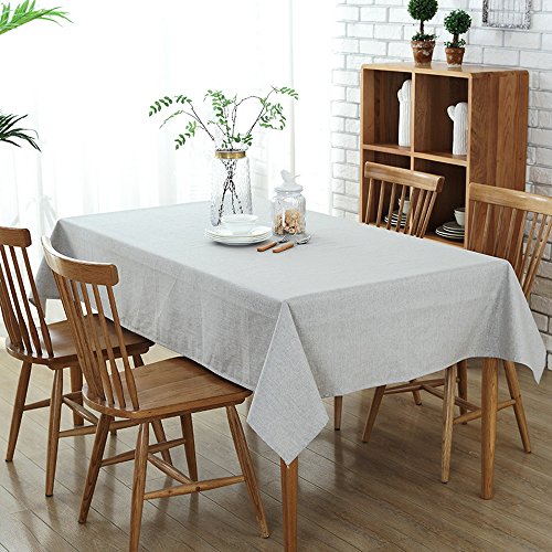 Nibesser Rectangle Cotton Linen Solid Tablecloth Table Cover Oil-proof/Waterproof Stain-resistant/Mildew-proof- Wedding Restaurant Party Banquet Decoration 51.2 x 86.7-inch - Thumbnail 3