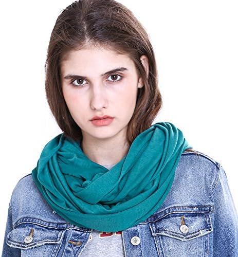 Women Soft Neon Infinity Scarf,RiscaWin Lady Fashion Fluorescence Color Infinity Scarf (Teal)