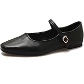 Women's Classic Retro Square Toe Flat Mary Jane Shoes Fashionable and Comfortable Walking Flat Shoes with Buckles