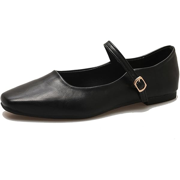 Amazon.com | Women's Classic Leather Square Toe Flat Mary