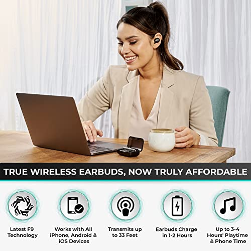 Amazan Truly Wireless Earbuds for iPhone, Android & All Bluetooth