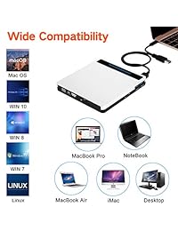 Grabador de CD 5 en 1 con lector de tarjetas SD TF, 2 puertos USB 3.0, DVD±RW DVD±R CD-R