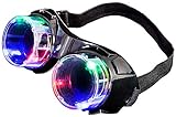 Light Up Mad Scientist Steampunk Black Aviator Goggles Costume Accessory
