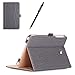 Procase Galaxy Tab E 8.0 Case -PU Leather Stand Folio Case Cover for Galaxy Tab E 8.0 2016 SM-T375/ SM-T377/SM-T378 Tablet, Multiple Viewing Angles with Document Card Pocket -Grey