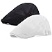 2 Pack Men Breathable mesh Summer hat Newsboy Beret Ivy Cap Cabbie Flat Cap, Adjustable one size, Black/White