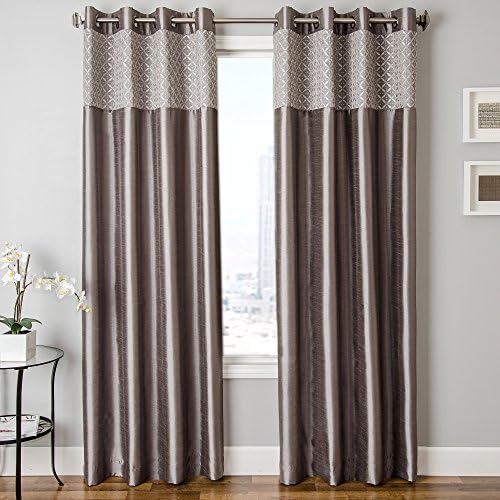 Softline Home Fashions Vernetti Faux Silk Window Treatment/Curtain/Panel/Drape, Platinum, 55 x 96"