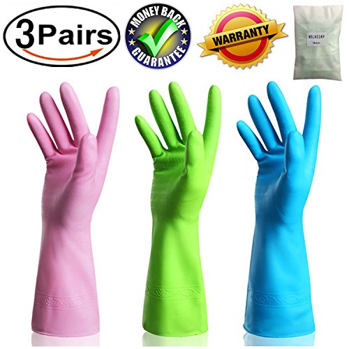 Kitchen Rubber Cleaning Gloves Dishwashing Clean Latex Glove Reusable with Household Powder Free