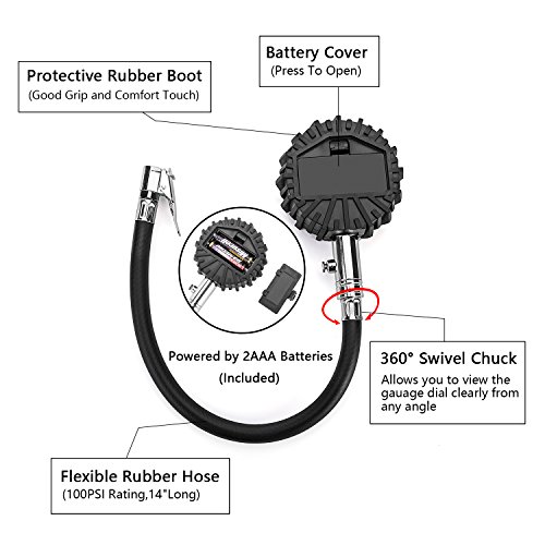 Tire Pressure Gauge Digital Depth for Bike Car ATV RVs - Thumbnail 4