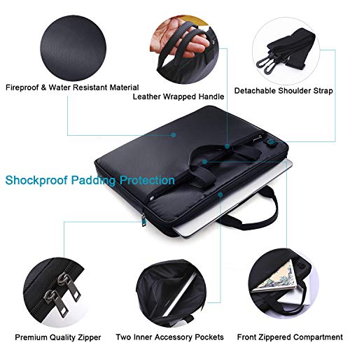 SPLF Fireproof and Waterproof Document Bag, 15.6 Inch Laptop Bag, Fire Proof Safe Box, Briefcase Shoulder Messenger Computer Tablet Sleeve Case Handbag for Men and Women, Black