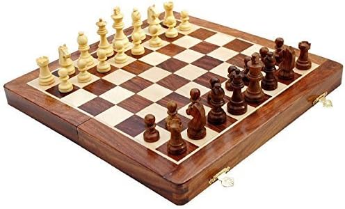 kimaro High Quality 10" Classic Folding Wooden Chess Set - Includes Wood Pieces, Board &amp; Storage Pouches! (2016 Model)