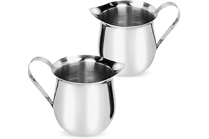 Rolin Roly 2Pcs 60ml Stainless Steel Small Bell-Shaped Milk Frothing Pitcher Creamer Milk Jug for Barista Cappuccino Espresso