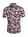 uxcell Men's Hawaiian Shirts Short Sleeve Button Down Slim Fit Summer Floral Shirts Blue Rose Print 42