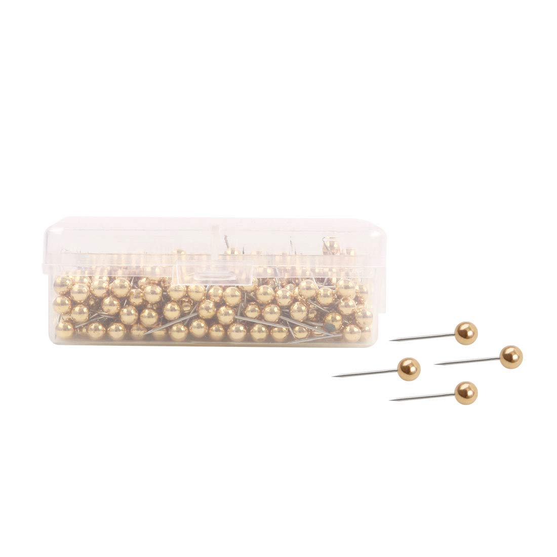 sourcing map 500pcs 1/8 Inch Map Push Pins Thumb Tacks Round Head Tacks Cork Boards Picture Hanging for Home Office Gold Tone