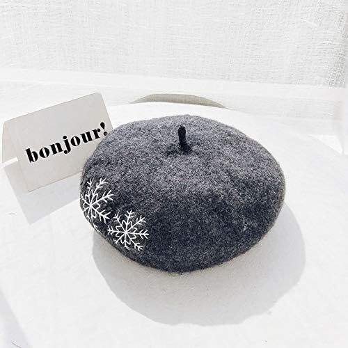 Sinchi Kuzo Women Beret Snow Embroidery Winter Beret for Women Vintage Wool Beret Women Hats Autumn Winter Christmas Berets Fashion