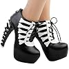 SHOW-STORY-Punk-Beige-Two-Tone-Lace-Up-Bone-Heels-Platform-Ankle-BootsLF80649