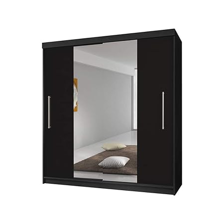 Idzczak Meble Schwebetürenschrank Torino mit Spiegel Kleiderschrank Schlafzimmer- Wohnzimmerschrank Schiebetürenschrank Moder